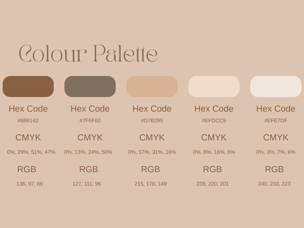 Graphic showing the colour palette of the brand