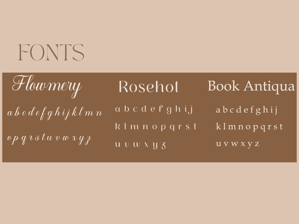 Graphic showing the typography of the brand