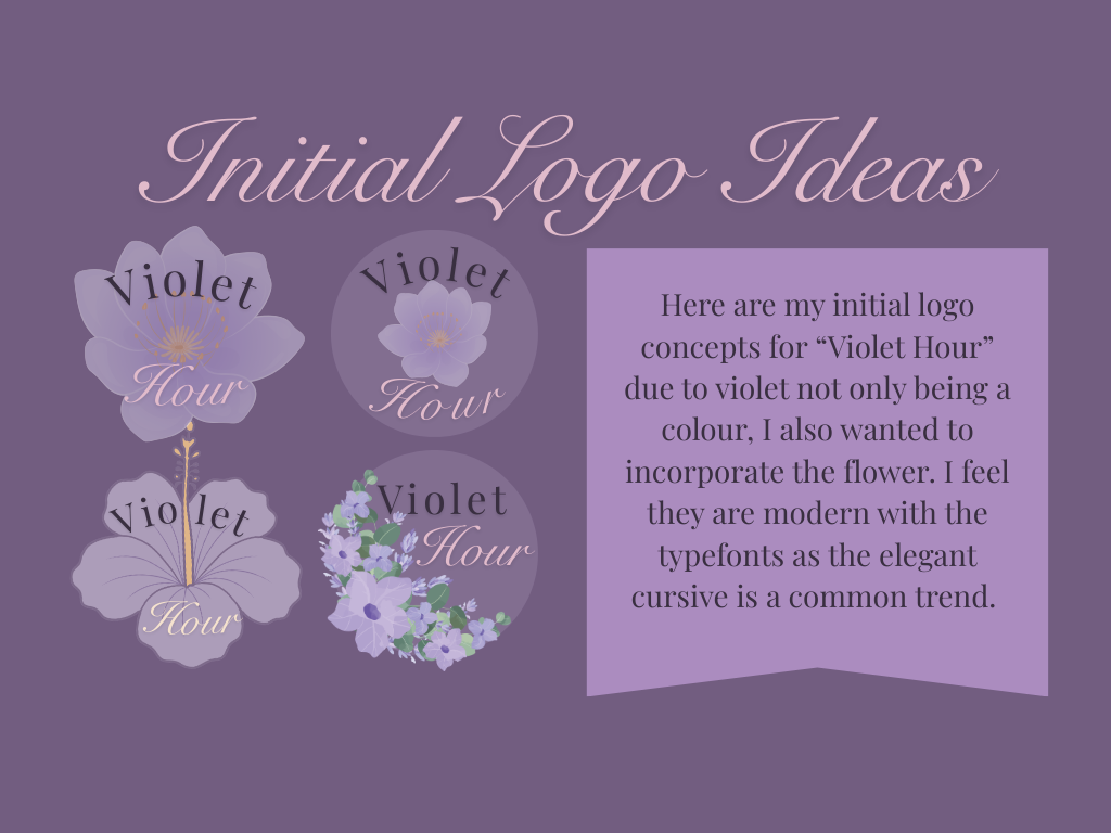 Graphic showing the logo ideas I came up with
